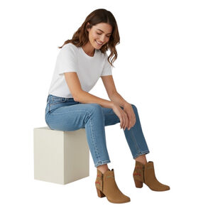 Naughty Monkey Lupina Ankle Booties Womens 8.5B Brown Suede Southwestern Boots